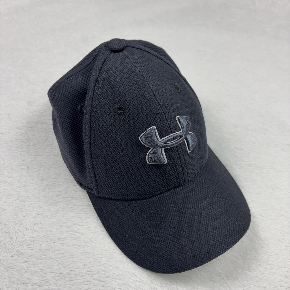 Under Armour Hat Cap Unisex Kids S Black Mesh Stretch Logo UA Classic Fit